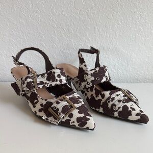 Stylish Women's Brown and White Slingback Shoes